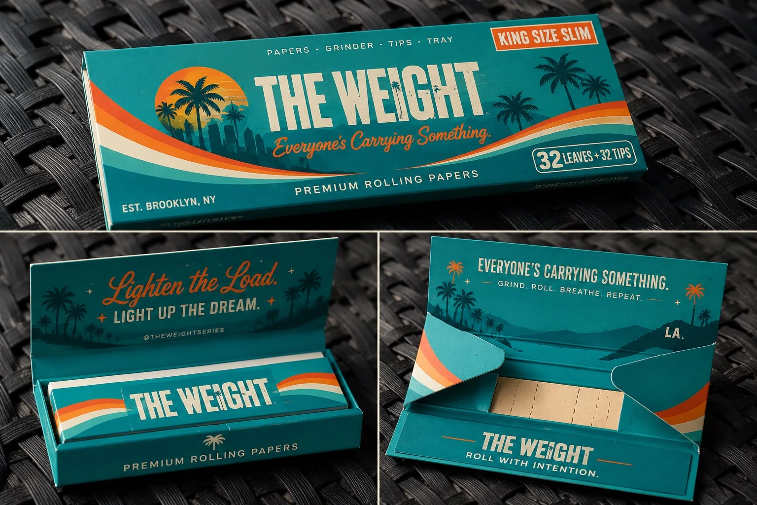Rolling-paper concept details, including the messages Lighten the load and Everyone’s carrying something